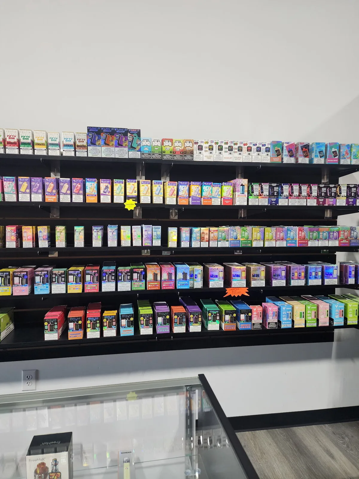 Wall of disposable vapes